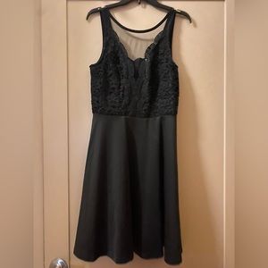 GRACE KARIN Sleeveless Lace Patchwork Deep V-Neck A Line Flared Party Dress - L